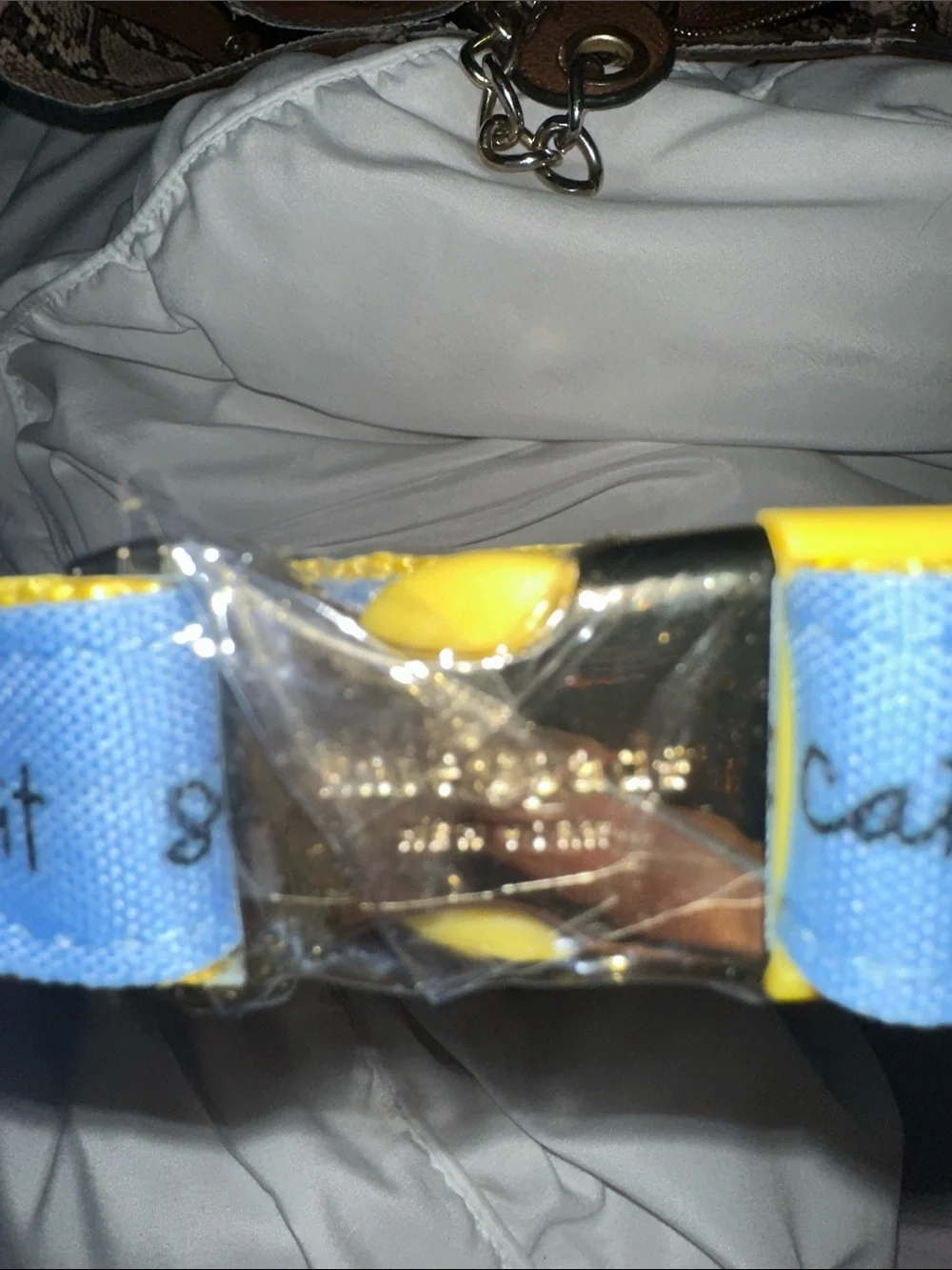 NWT Kate  spade Light Blue and Yellow Pet Collar with Gold Hardware m/l nice